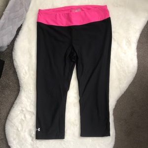 Under Armour Cropped Leggings with Pink Band